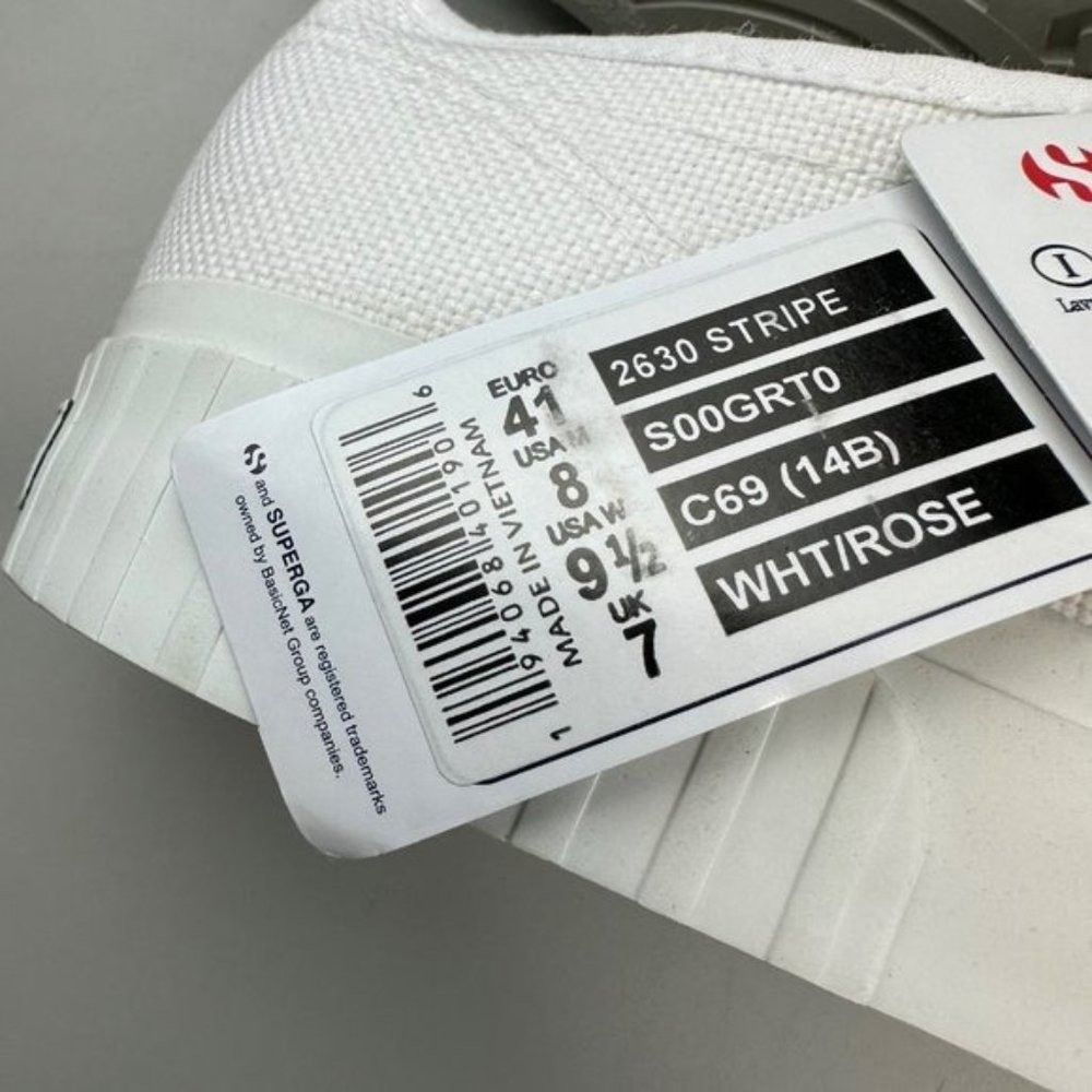 Superga 2630 COTU Canvas Sneaker in White & Rose - Picture 4 of 7